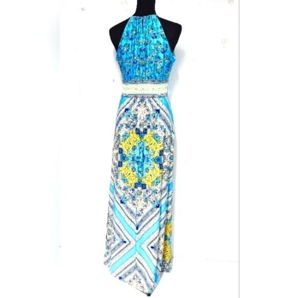 C5 Establish 1962 summer dress halter floral maxi stretchy Size: 6 - Picture 2 of 9